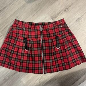 Killstar Dead Beatz Red Plaid Pleated Goth Emo Punk Mini Skirt - 4XL - EUC